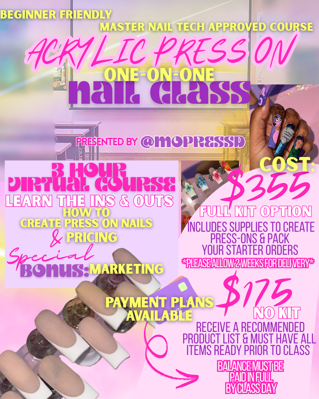 Virtual Acrylic Press On MaterClass